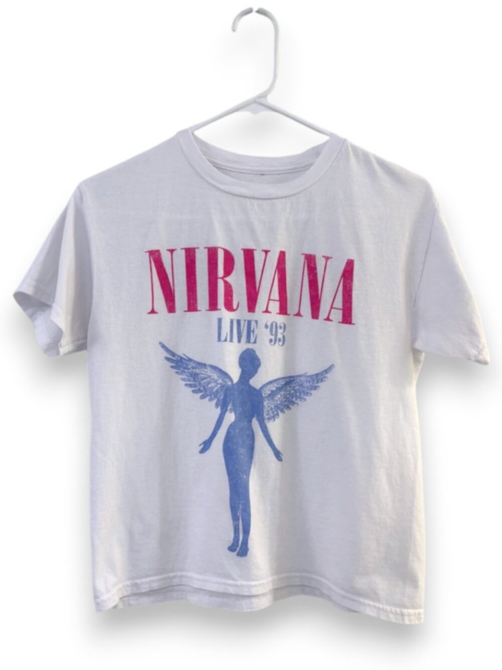 Nirvana Live '93 Graphic Band Tee Shirt White Crew Neck 90s Y2K Grunge Small
